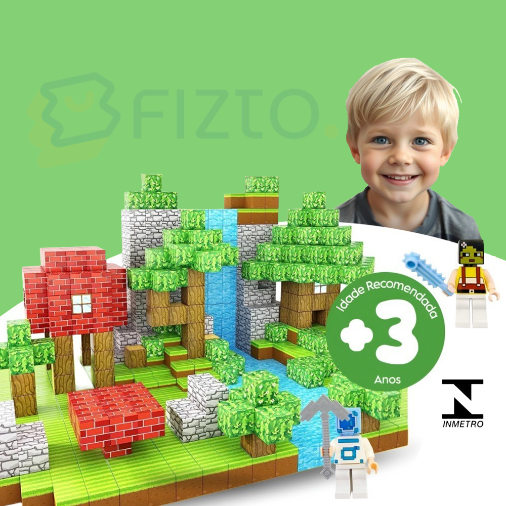 MineWorld™ Blocos Magnéticos  (+5 Personagens Grátis)